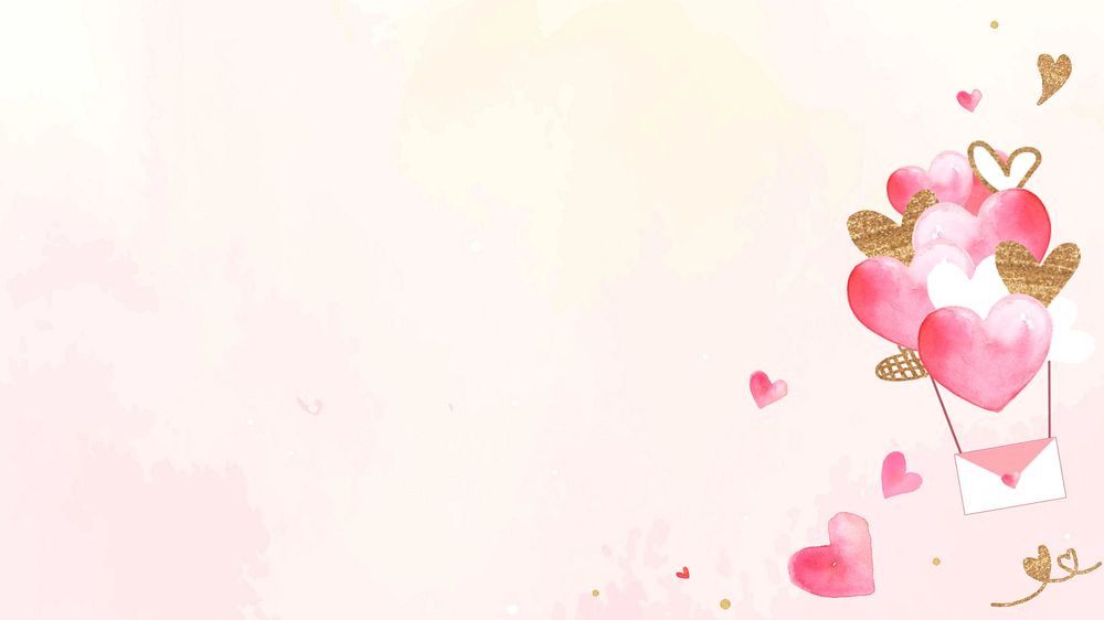 Pink watercolor heart background, editable design