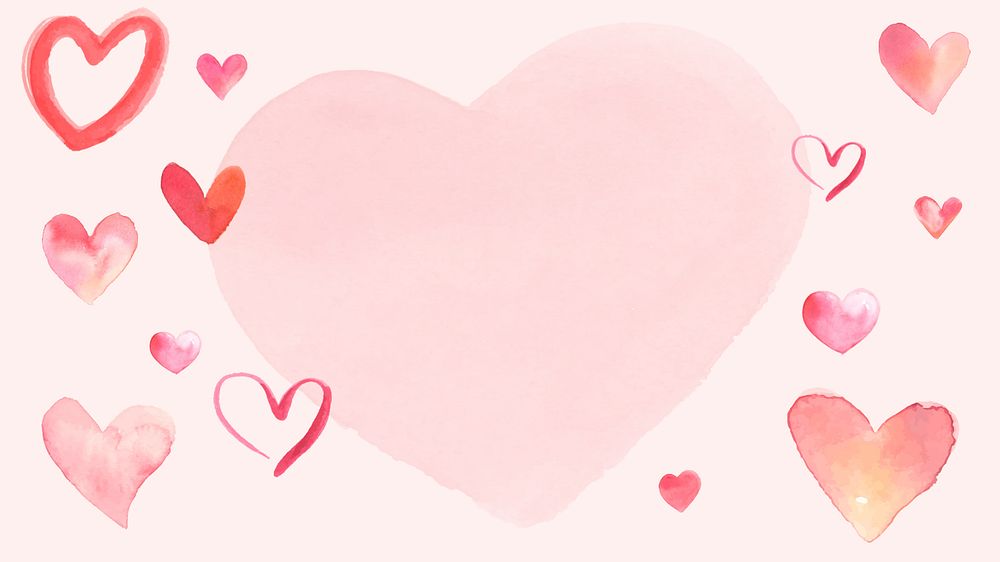 Pink watercolor Valentine's background, editable design