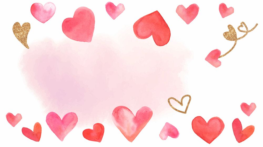 Pink watercolor heart background, editable design