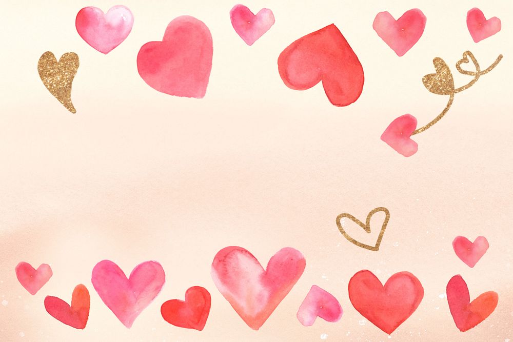 Cute watercolor Valentine's background, editable design