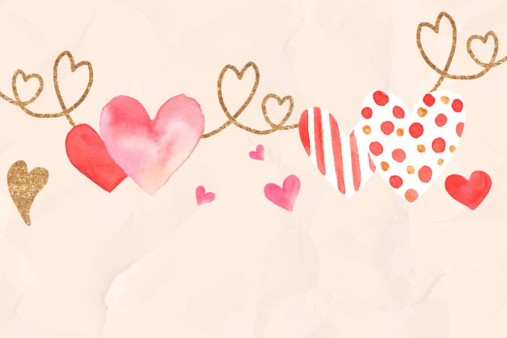 Pink watercolor heart background, editable design