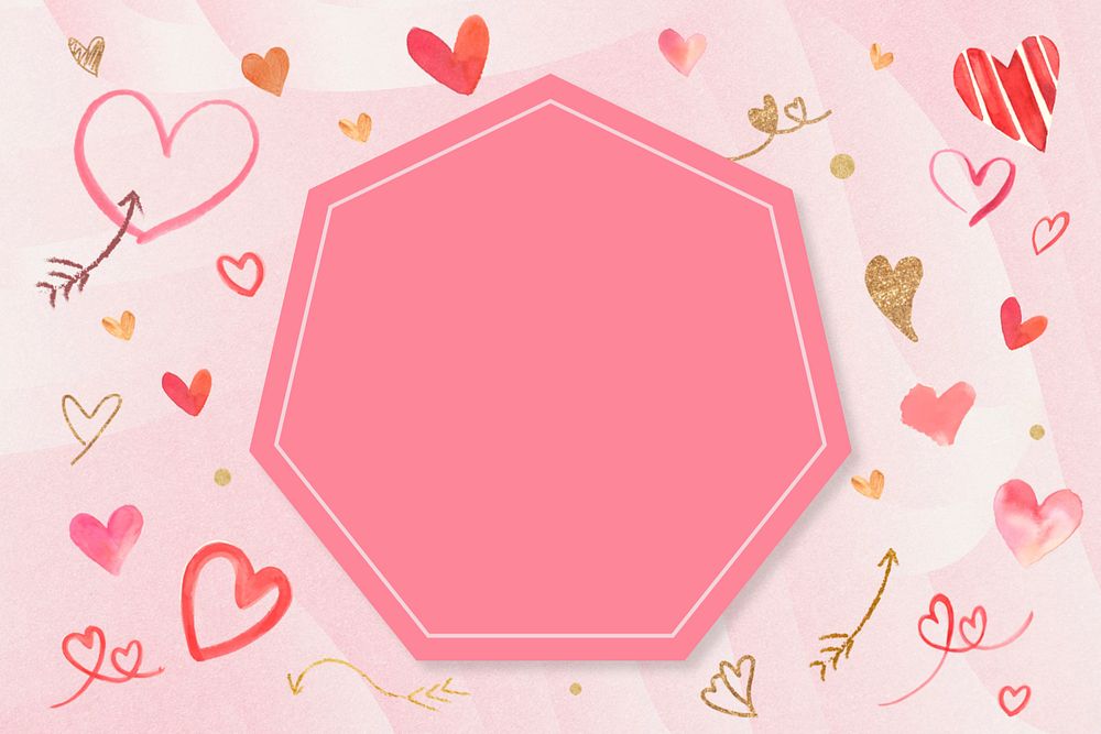 Watercolor heart frame, editable background