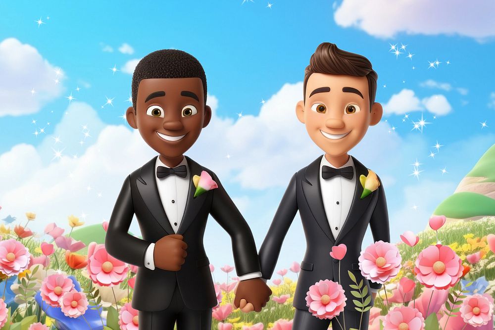 3D editable gay couple wedding remix