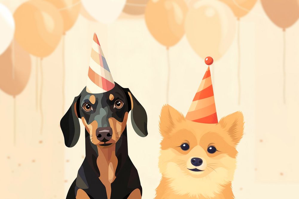 Cute birthday dogs, editable aesthetic  illustration remix