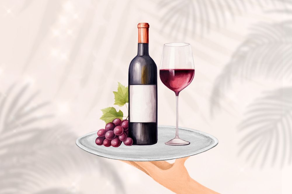 Editable red wine, food digital art