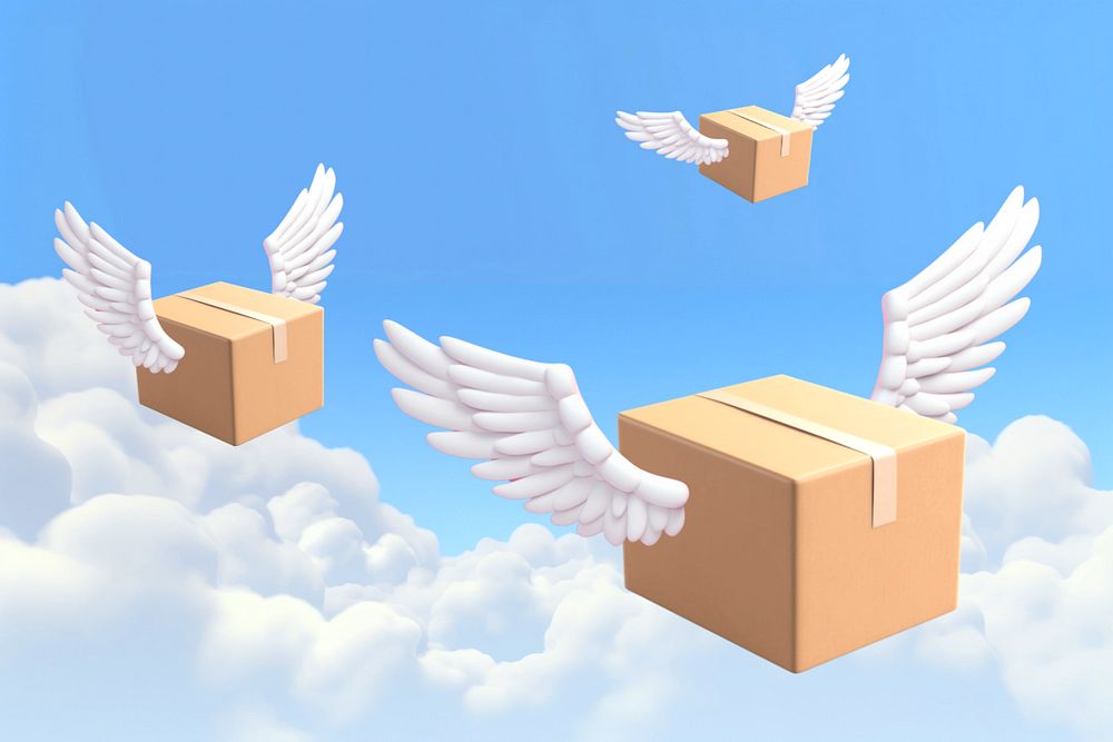 3D editable flying parcel boxes remix