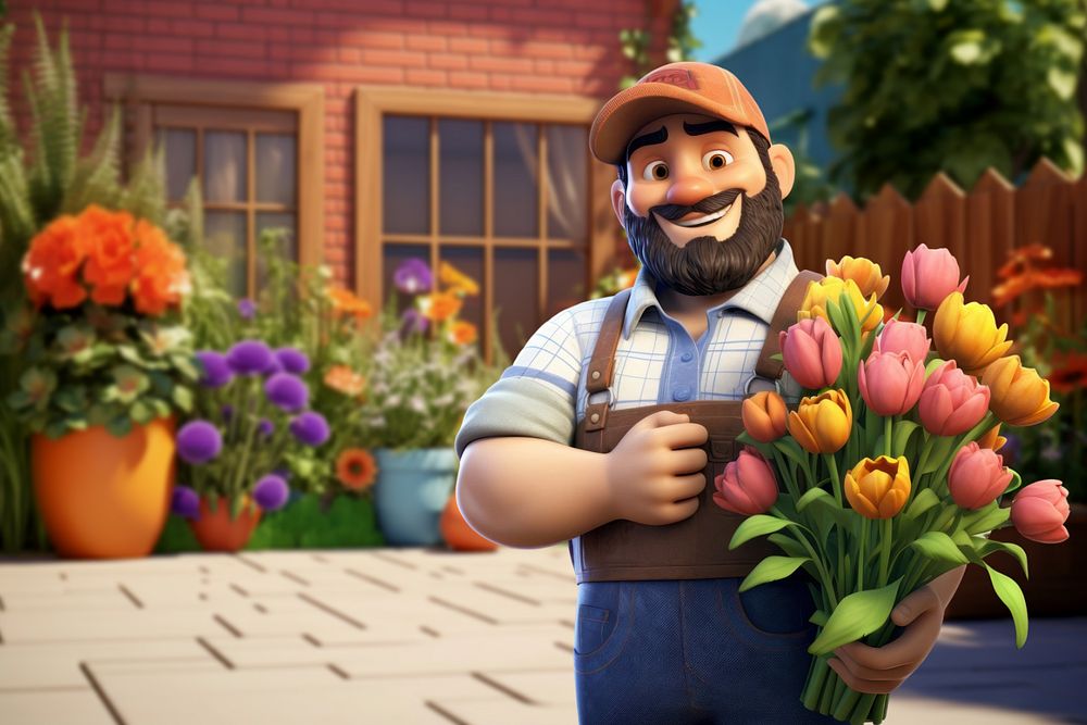 3D florist, flower shop owner  editable remix