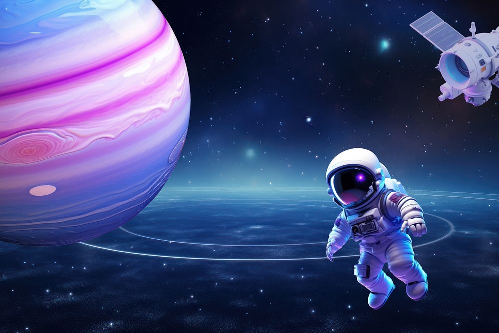 3D floating astronaut in space  editable remix