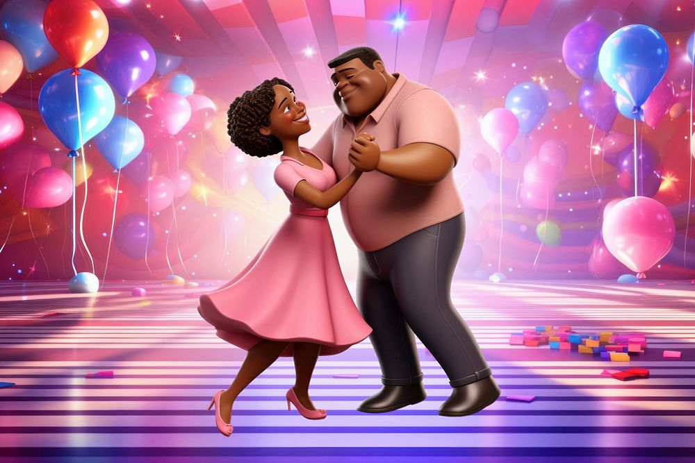 3D happy couple dancing  editable remix