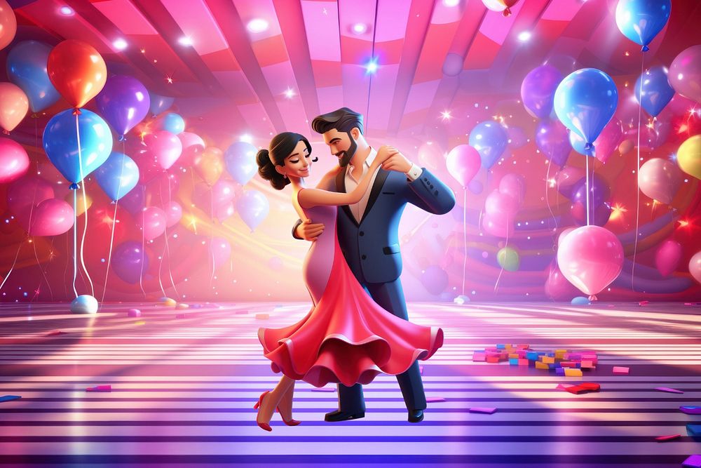 3D romantic couple dancing  editable remix