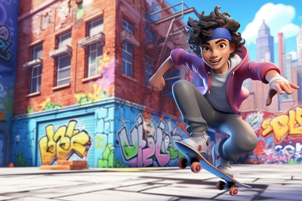 3D skater boy in the city  editable remix