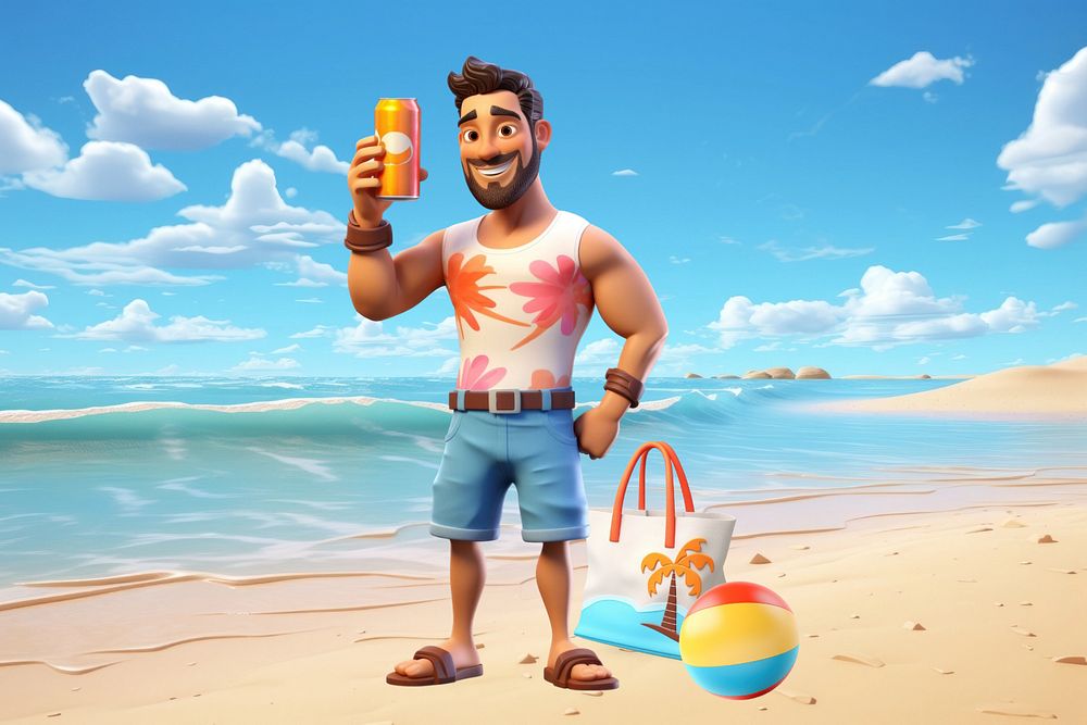 3D man on Summer vacation  editable remix