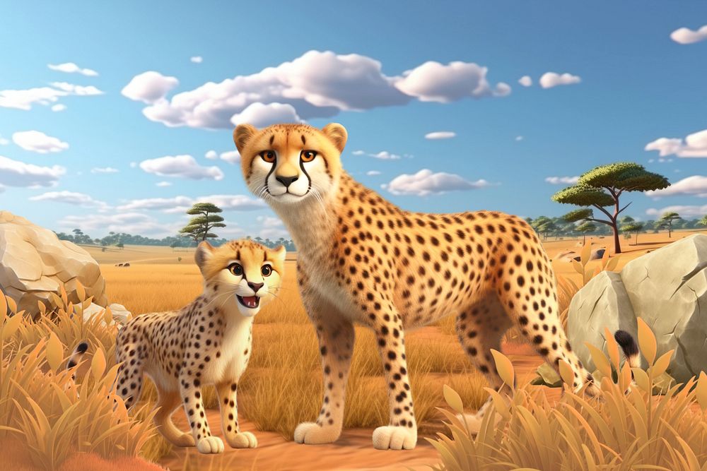 3D leopard tigers in the wild  editable remix