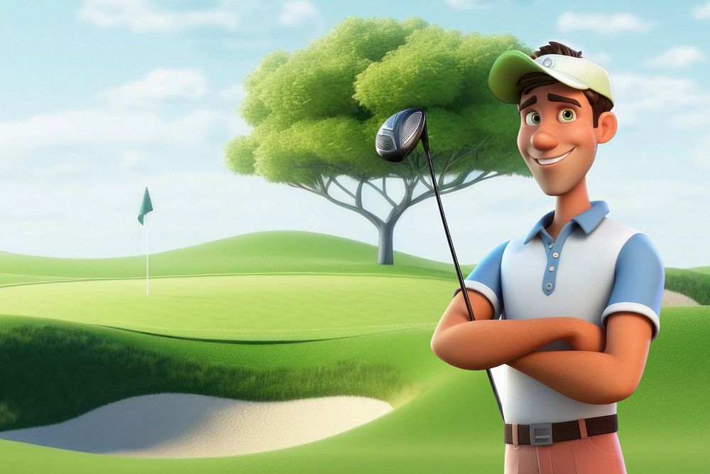 3D man golfer, sports  editable remix