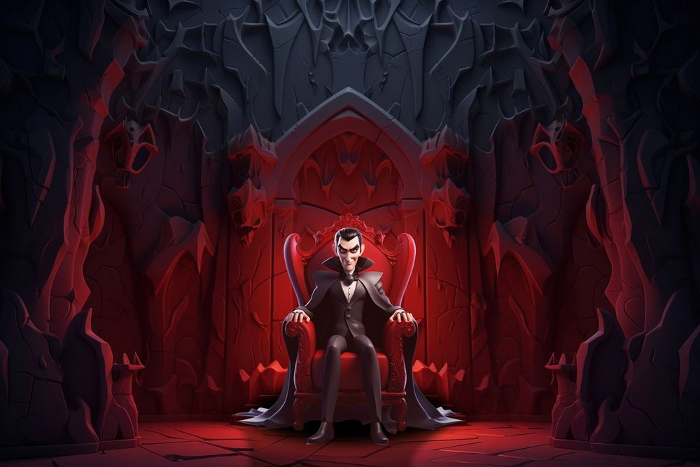 3D editable vampire sitting on throne remix