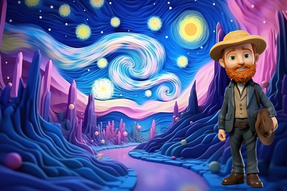 3D Vincent Van Gogh's Starry Sky  editable remix