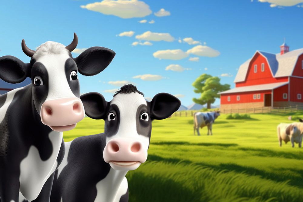 3D cows, farm, agriculture  editable remix