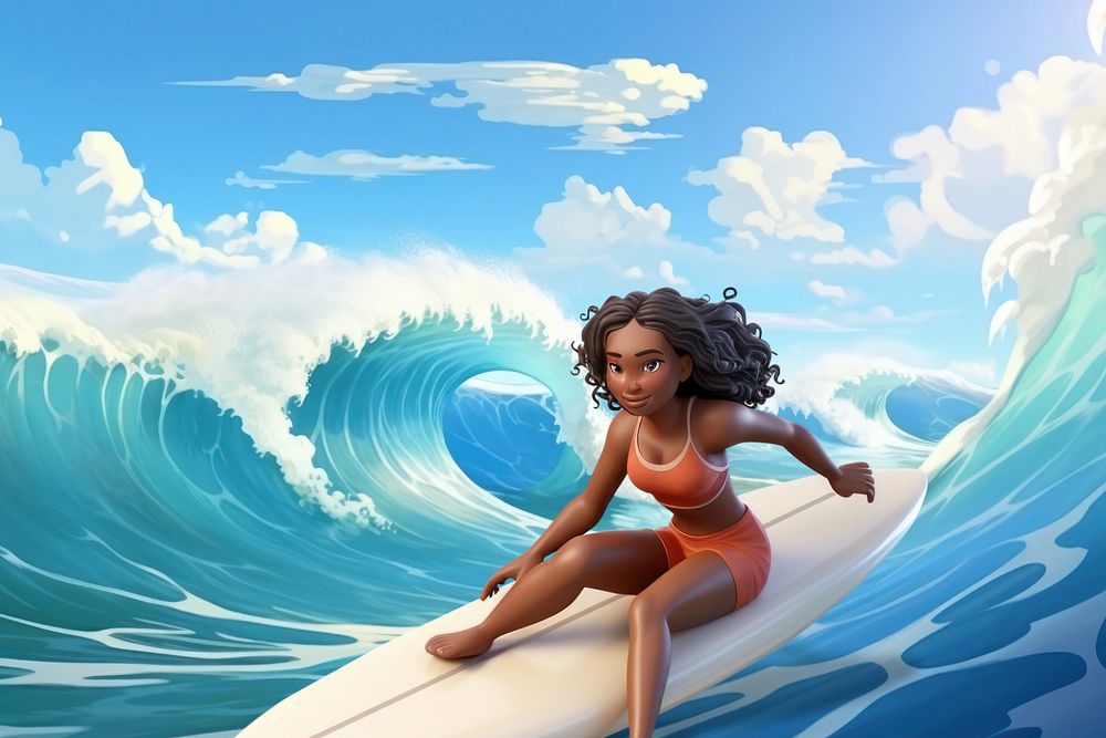 PNG Sea surfing cartoon sports. AI generated Image by rawpixel.