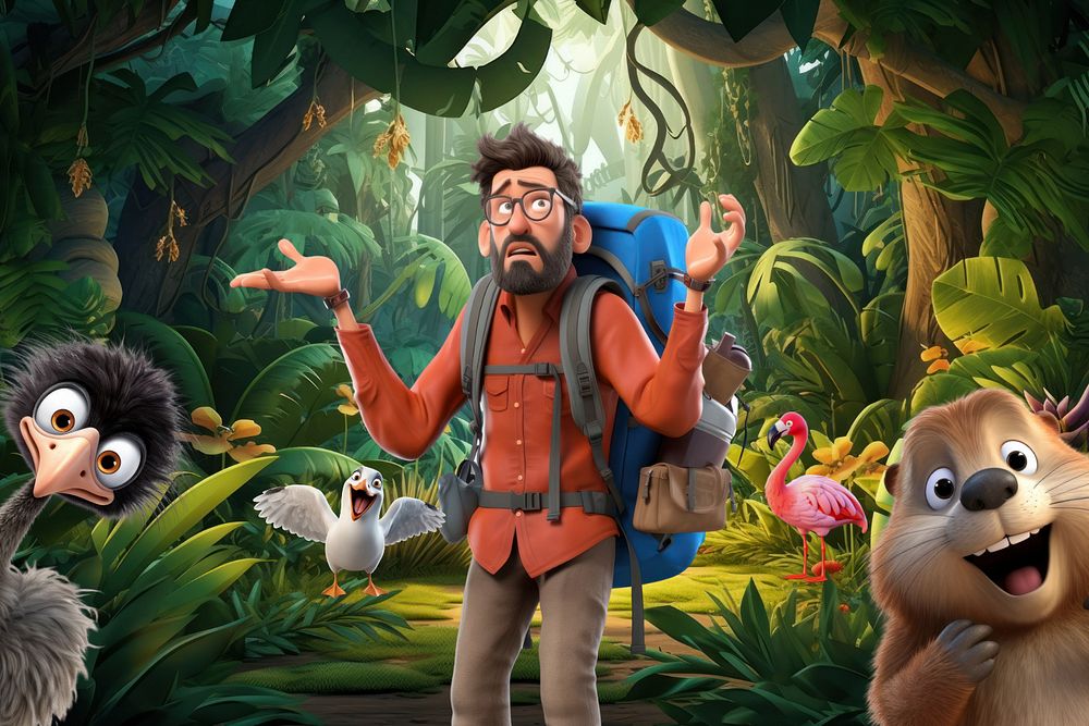 3D tourist lost in the jungle  editable remix