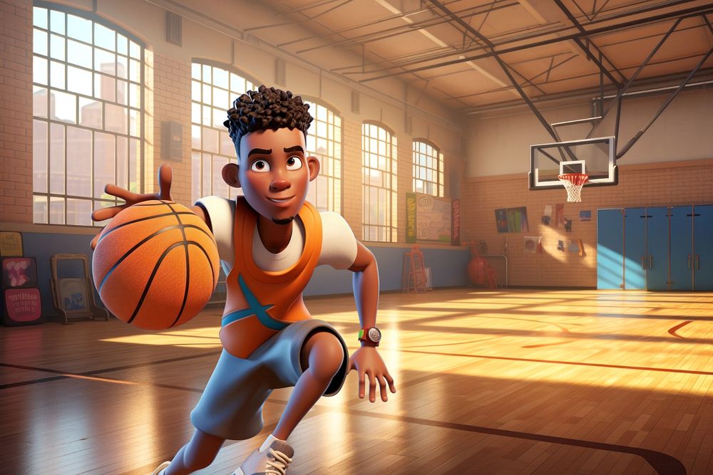 3D black basketball player  editable remix