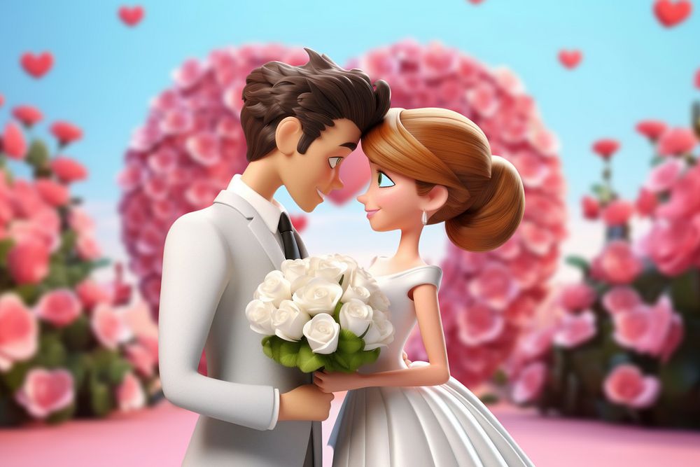 3D newly wed couple  editable remix