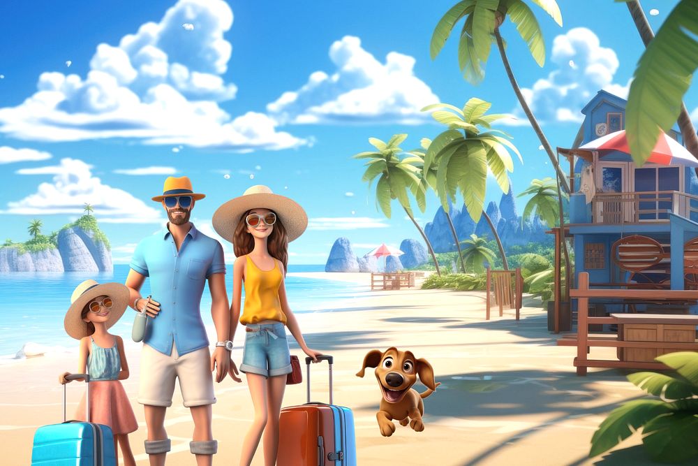 3D family on Summer vacation  editable remix