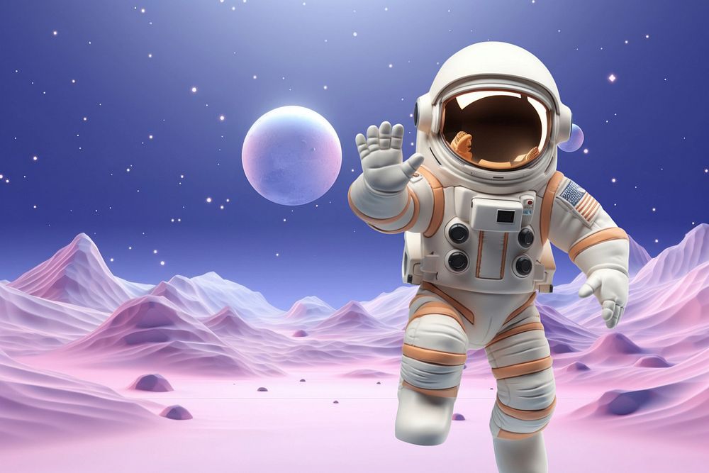 3D astronaut floating in space  editable remix