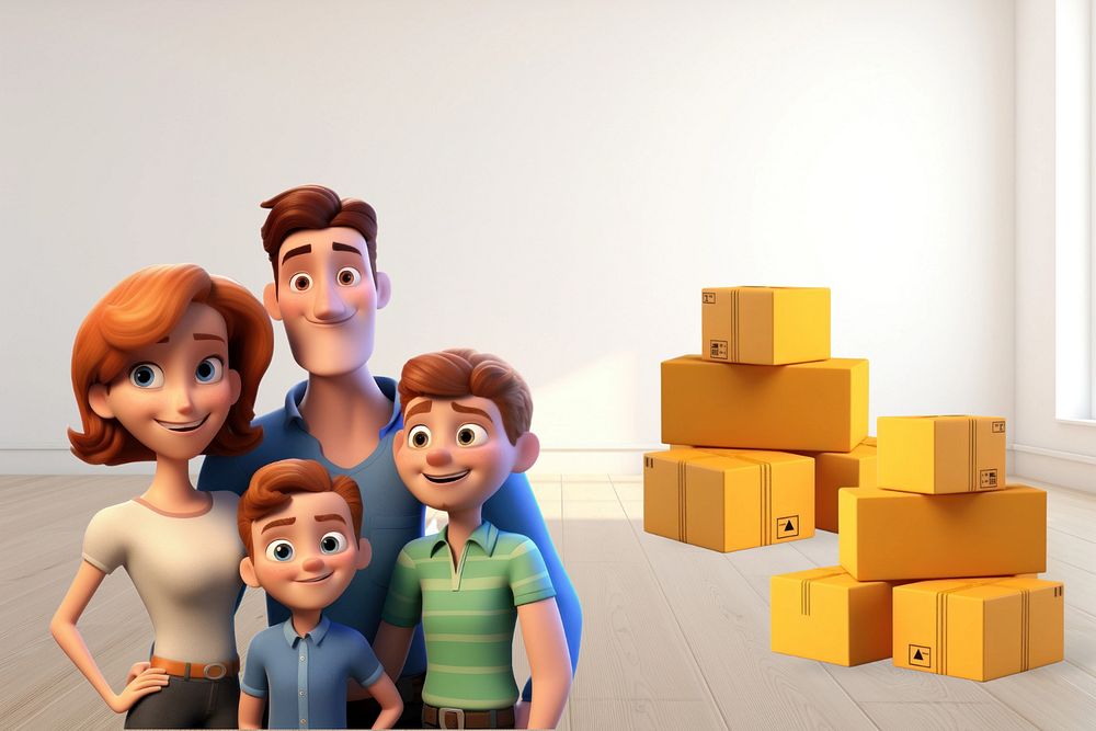 3D family moving house  editable remix