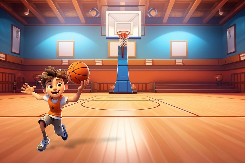 3D little boy playing basketball  editable remix