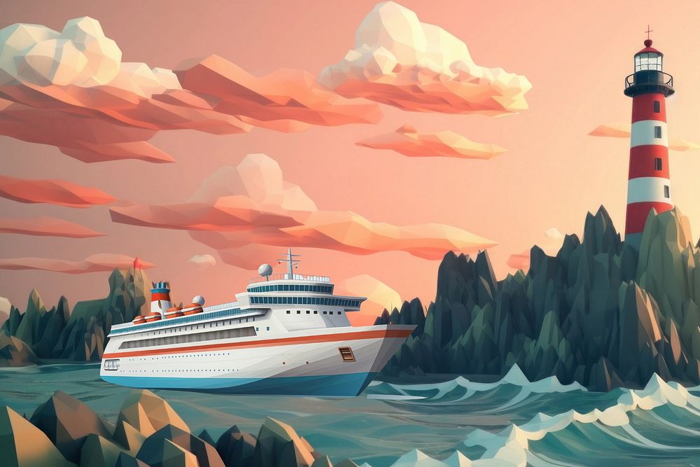 3D cruise ship, travel  editable remix