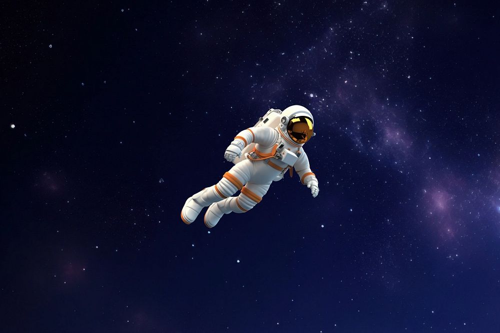 3D astronaut floating in space  editable remix