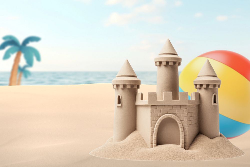 3D editable sandcastle by the beach remix