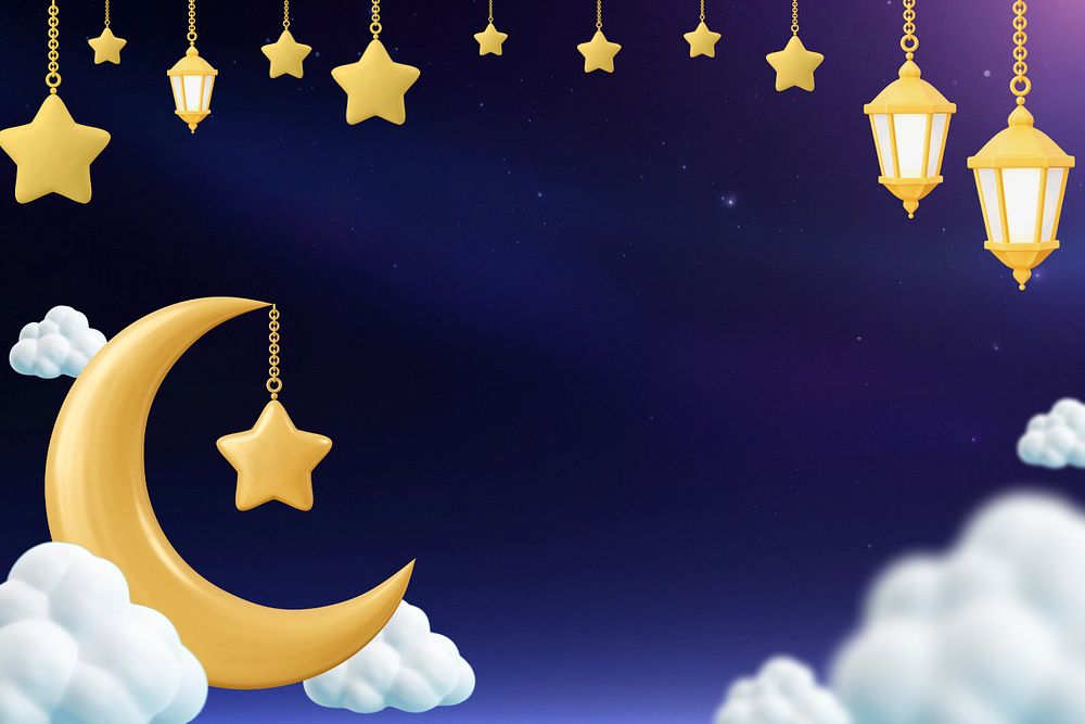 3D editable eid mubarak night sky remix