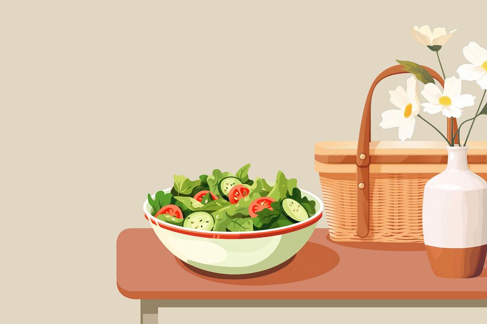 Healthy salad bowl, editable aesthetic  illustration remix