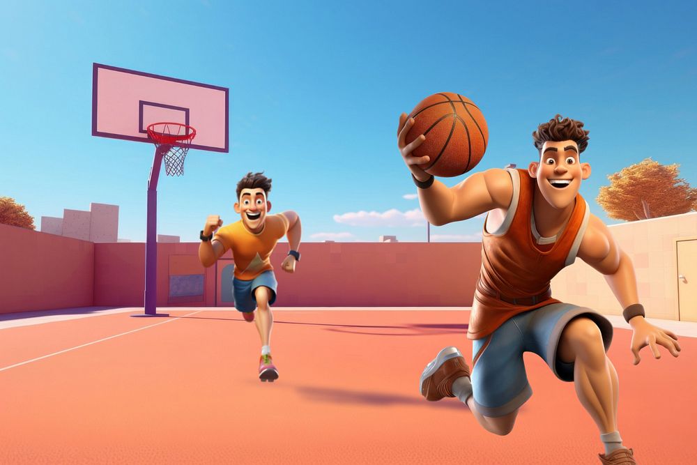 3D men playing basketball  editable remix