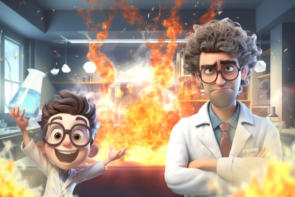 3D editable scientist son and father remix