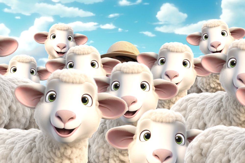 3D editable farm girl with sheep remix