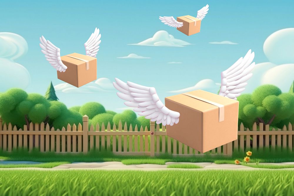 3D editable flying parcel boxes remix