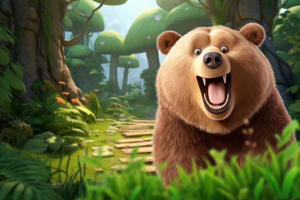 3D editable bear in forest remix