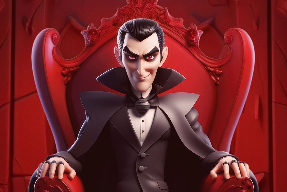 3D editable vampire sitting on throne remix