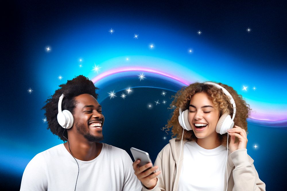 Music headphones, entertainment remix, editable design