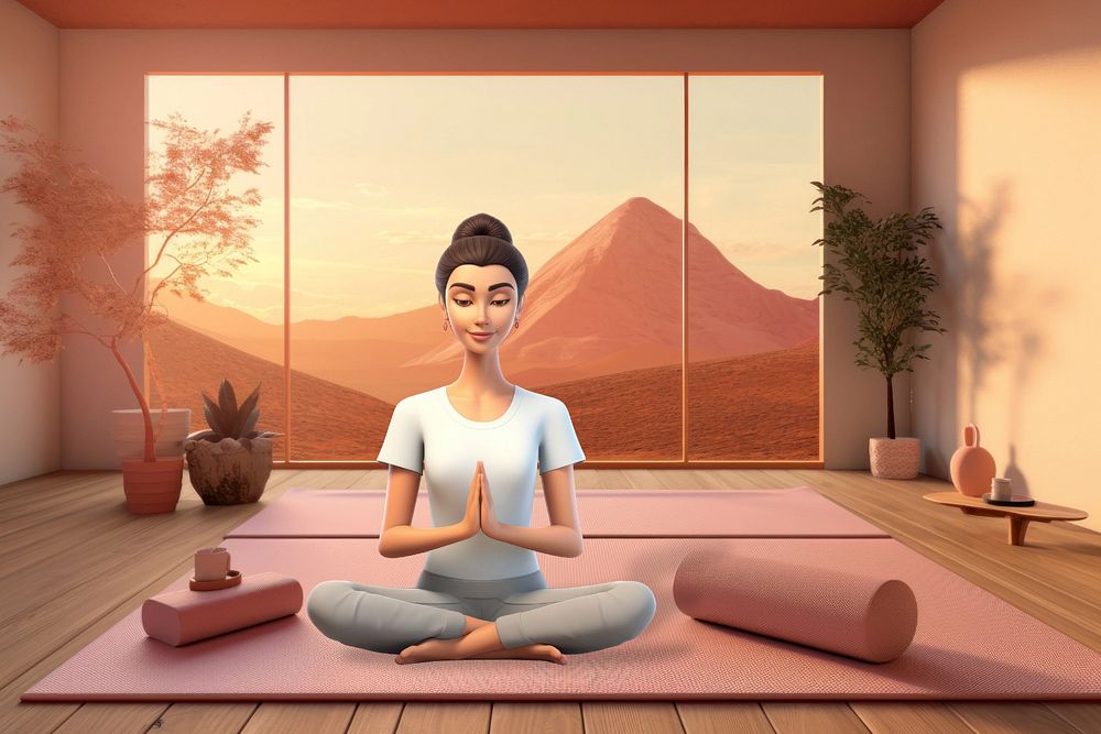 3D woman doing yoga  editable remix