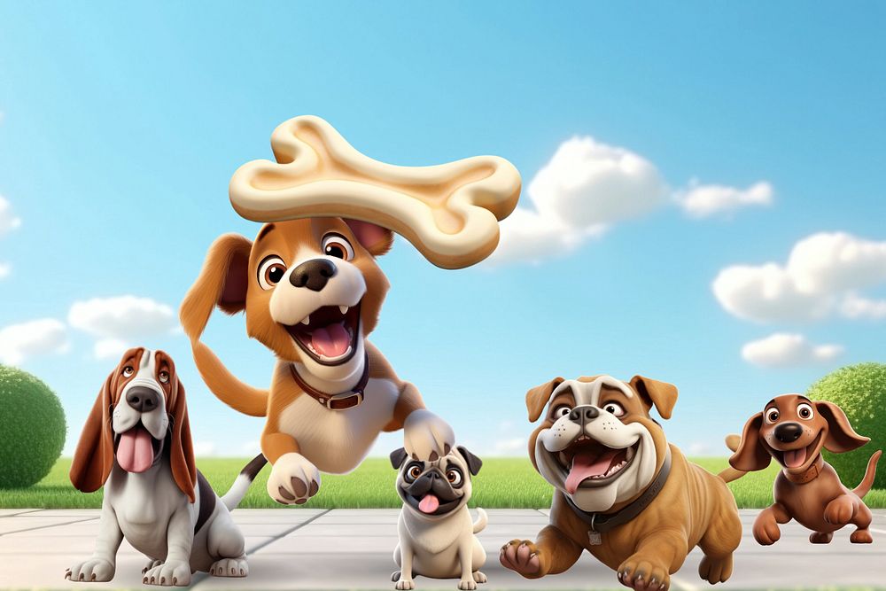 3D cute dogs, pet animal  editable remix