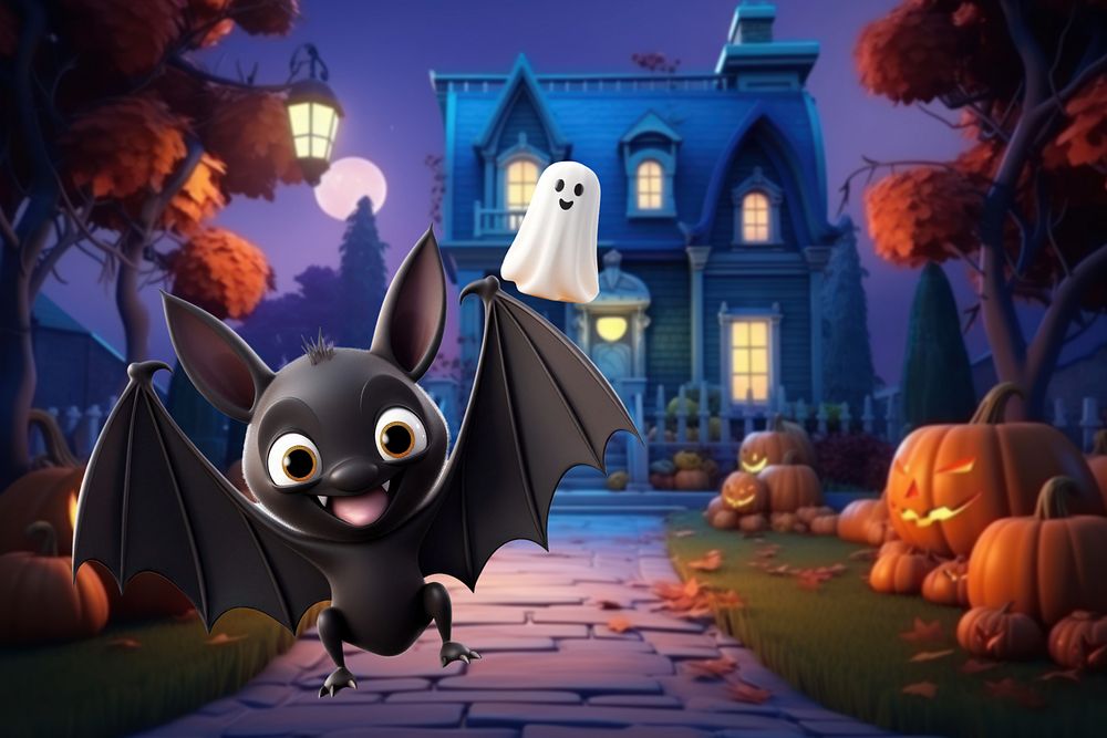 3D Halloween bat, animal  editable remix