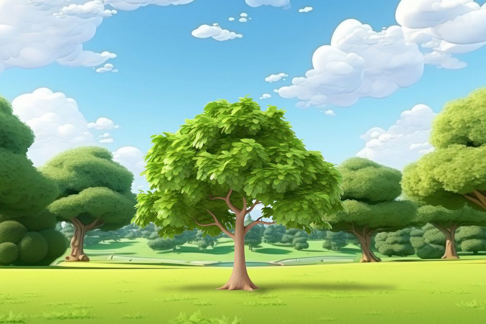 3D trees in a park  editable remix