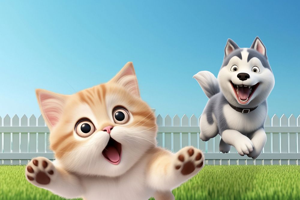 3D dog chasing cat  editable remix