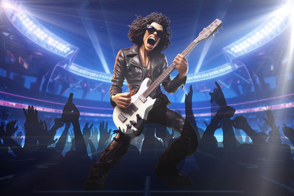 3D rock n' roll guitarist  editable remix