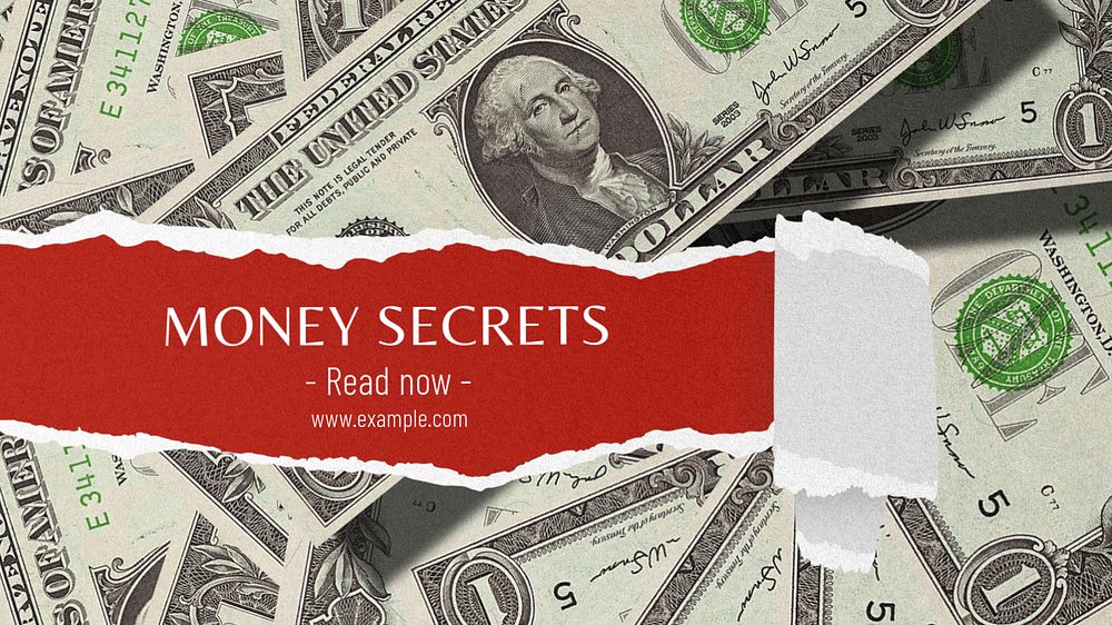 Money secrets  blog banner template, editable text