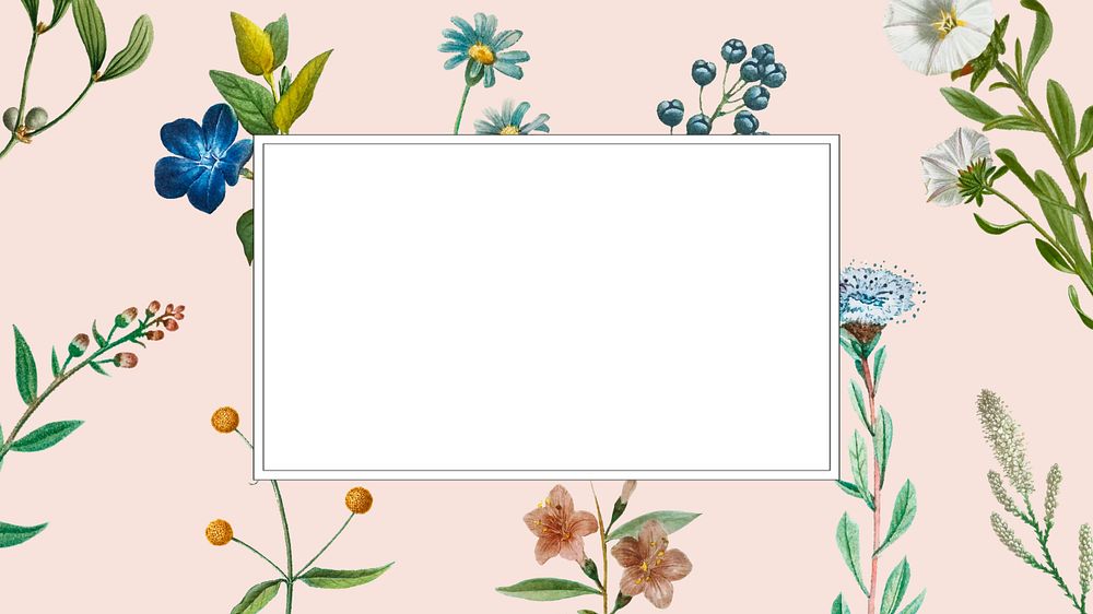 Botanical flower frame desktop wallpaper, editable design