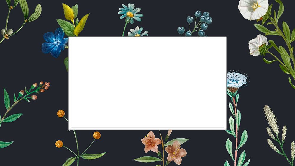 Botanical flower frame desktop wallpaper, editable design